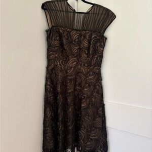 Tadashi Shoji Black Sheer Midi Dress